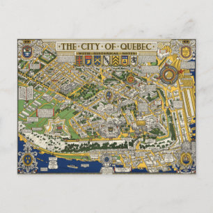 Postal Mapa de la ciudad de Quebec