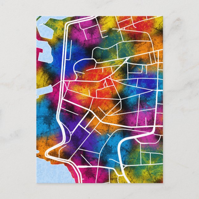 Postal Mapa de la ciudad de Ras Beirut Líbano (Anverso)