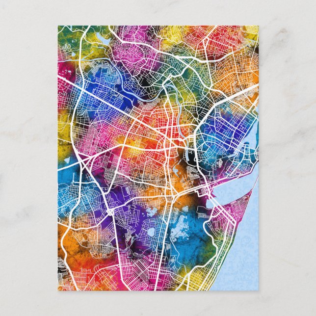 Postal Mapa de la ciudad de Recife Brasil (Anverso)