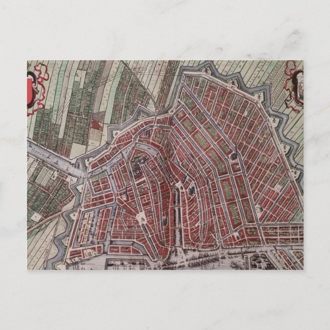 Postal Mapa de la ciudad de Réplica de Amsterdam 1652 (Anverso)