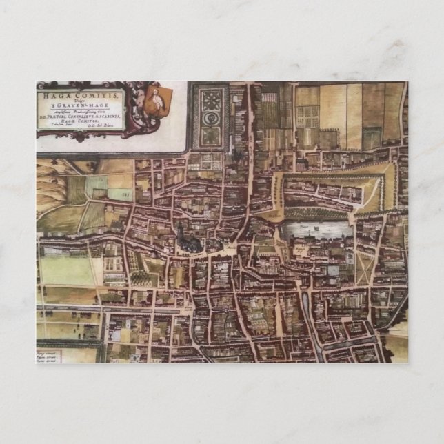 Postal Mapa de la ciudad de Réplica de La Haya 1649 (Anverso)