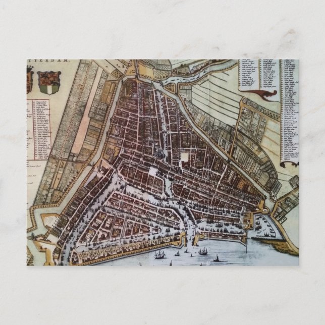 Postal Mapa de la ciudad de Réplica de Rotterdam 1652 (Anverso)
