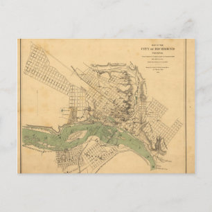 Postal Mapa de la ciudad de Richmond, Virginia (1858-1864