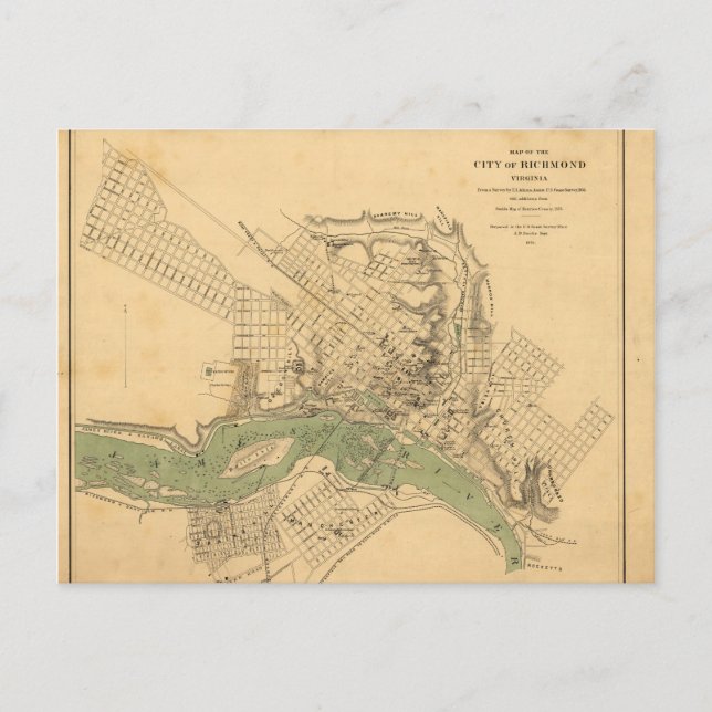 Postal Mapa de la ciudad de Richmond, Virginia (1858-1864 (Anverso)