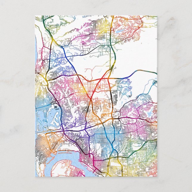 Postal Mapa de la ciudad de San Diego USA (Anverso)