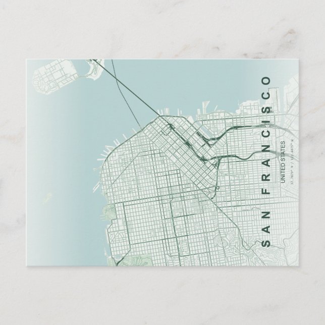 Postal Mapa de la ciudad de San Francisco Postcard Minima (Anverso)