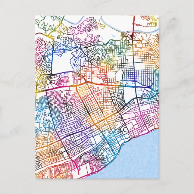 Postal Mapa de la ciudad de Santo Domingo en República Do (Anverso)