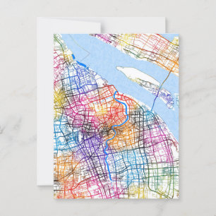 Postal Mapa de la ciudad de Shanghai en China