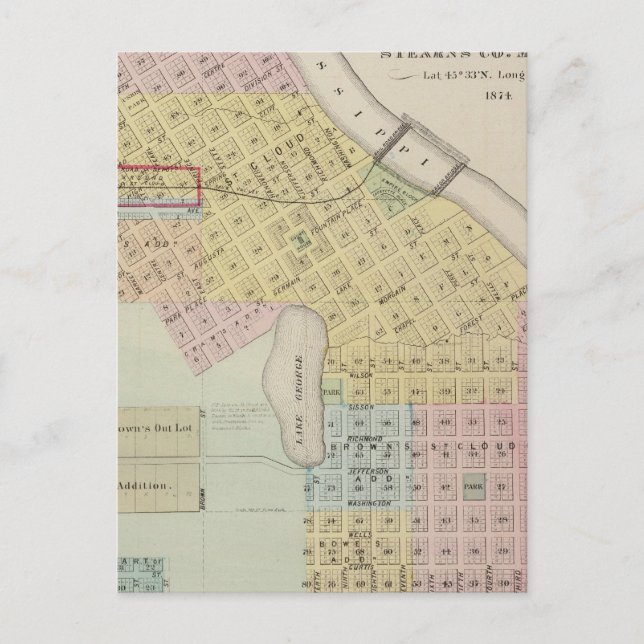 Postal Mapa de la ciudad de St. Cloud, Minnesota (Anverso)