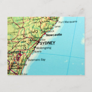 Postal Mapa de la ciudad de Sydney en Australia