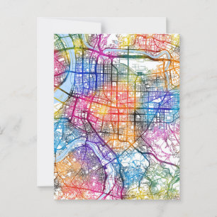 Postal Mapa de la ciudad de Taipei en Taiwán