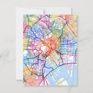 Postal Mapa de la ciudad de Tokio