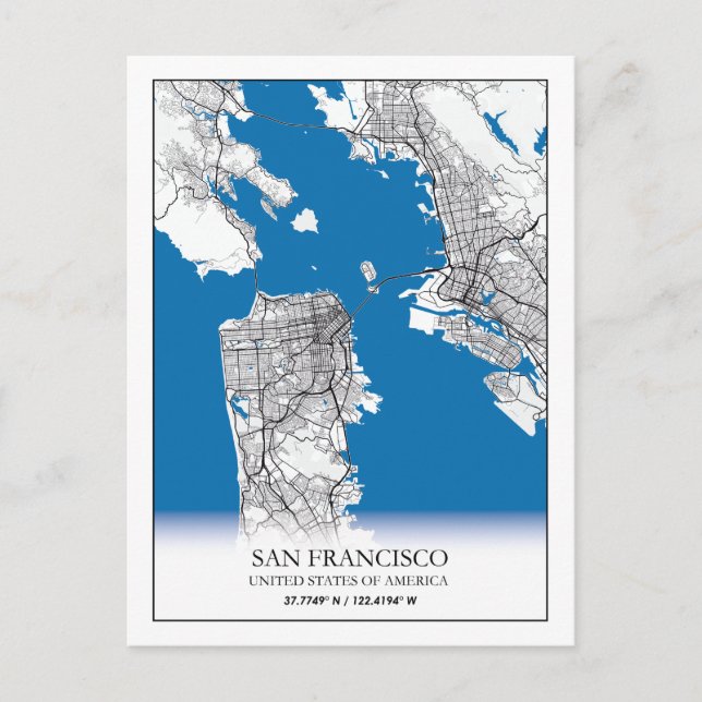 Postal Mapa de la ciudad de viaje de Estados Unidos de Sa (Anverso)