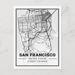 Postal Mapa de la ciudad de viaje de Estados Unidos de Sa