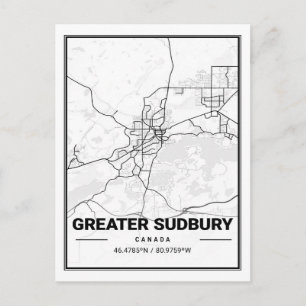 Postal Mapa de la ciudad de viaje del Gran Sudbury Ontari