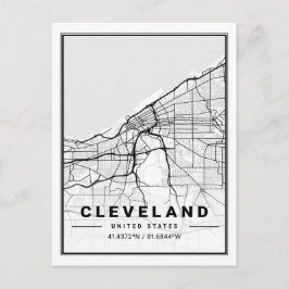 Postal Mapa de la ciudad de viajes de Cleveland Ohio USA