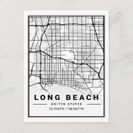 Postal Mapa de la Ciudad de Viajes de Long Beach Californ