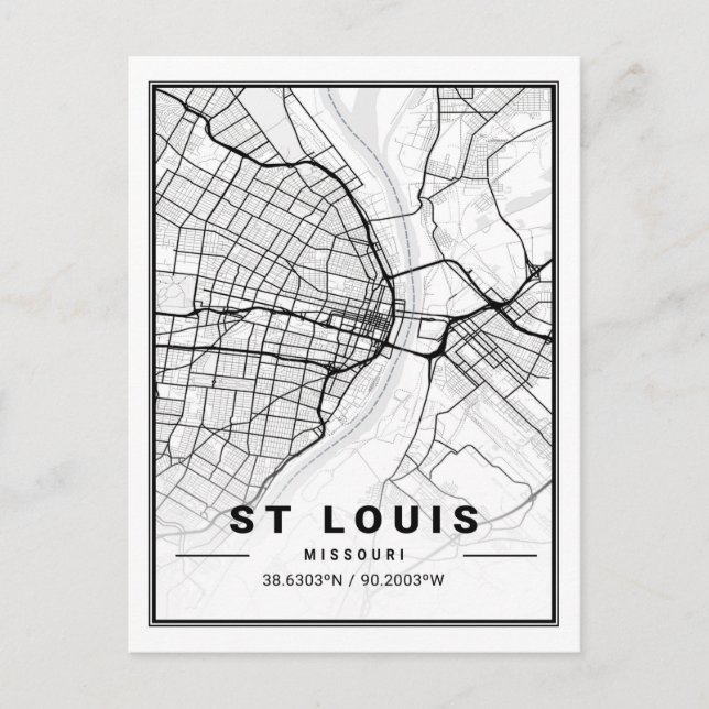 Postal Mapa de la Ciudad de Viajes de St Louis Missouri U (Anverso)