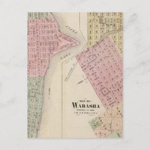Postal Mapa de la ciudad del lago, y mapa de Wabasha,