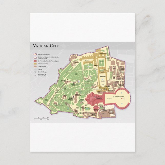 Postal Mapa de la Ciudad del Vaticano (Anverso)