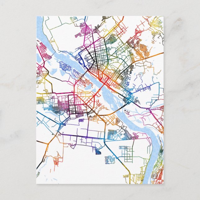 Postal Mapa de la ciudad rusa de Novosibirsk (Anverso)