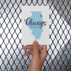 Postal Mapa de la ciudad vitivinícola de Chicago Illinois