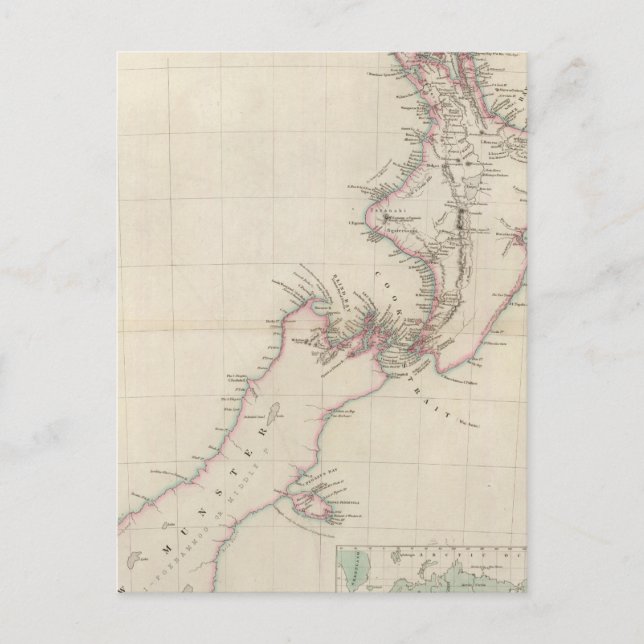 Postal Mapa de la colonia de Nueva Zelanda (Anverso)