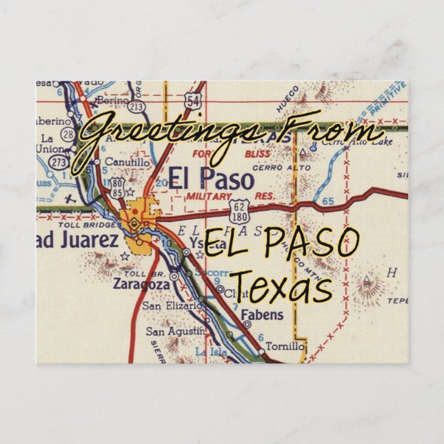 Postal Mapa de la cosecha de El Paso TX (Anverso)