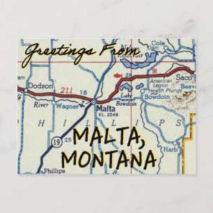 Postal Mapa de la cosecha de Montana en Malta