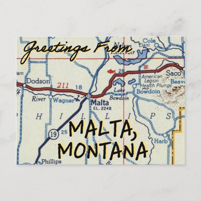 Postal Mapa de la cosecha de Montana en Malta (Anverso)