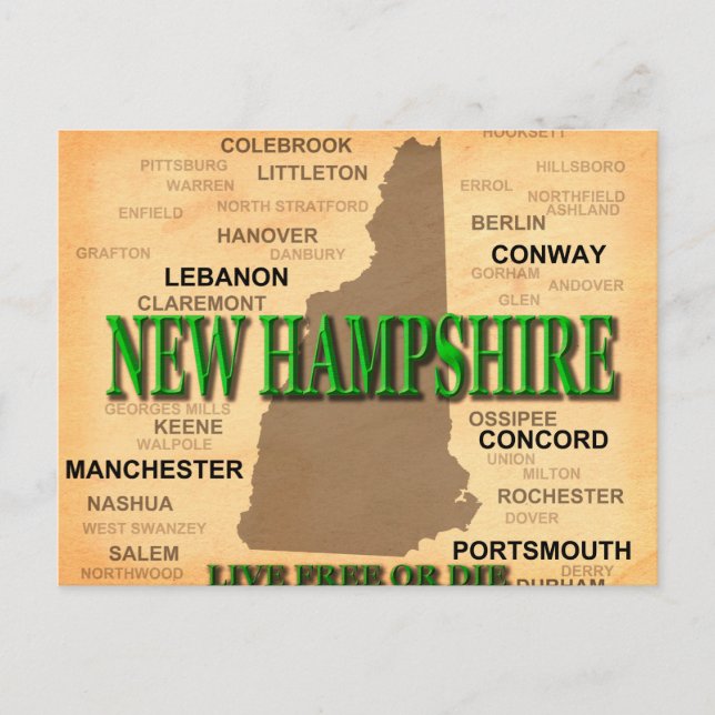 Postal Mapa de la cosecha de New Hampshire (Anverso)
