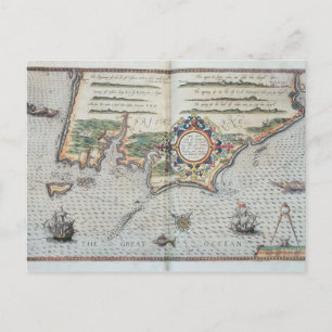 Postal Mapa de la costa de Bretaña, 1588