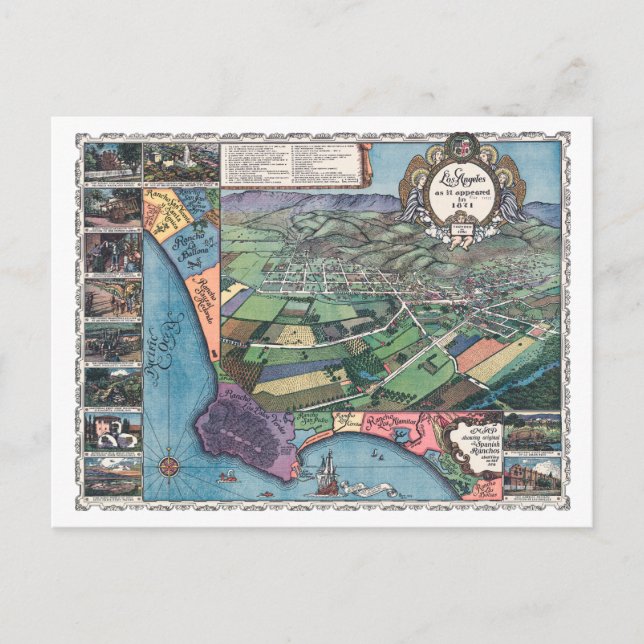 Postal Mapa de la época 1871 de Los Ángeles (Anverso)