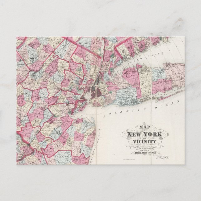Postal Mapa de la época de 1868 de Nueva York (Anverso)