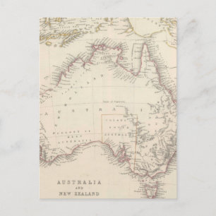 Postal Mapa de la época de Australia (1848)
