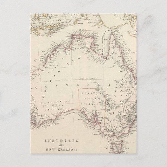 Postal Mapa de la época de Australia (1848) (Anverso)