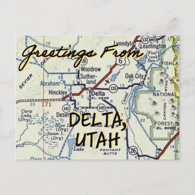 Postal Mapa de la época de Delta Utah (Anverso)