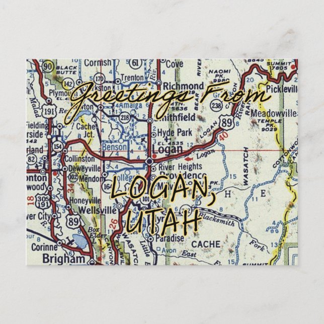 Postal Mapa de la época de Logan Utah (Anverso)
