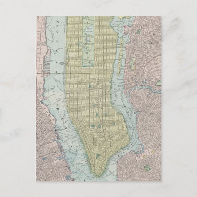 Postal Mapa de la época de Nueva York (1901) (Anverso)