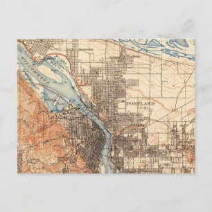 Postal Mapa de la época de Portland Oregon