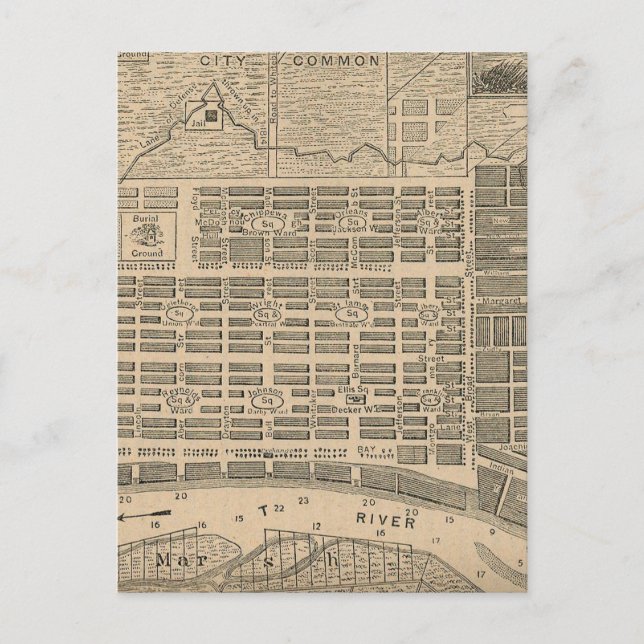 Postal Mapa de la época de Savannah Georgia (1818) (Anverso)