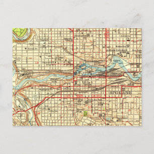 Postal Mapa de la época de Spokane Washington Gonzaga