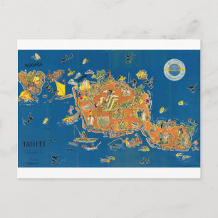 Postal Mapa de la época de Tahiti