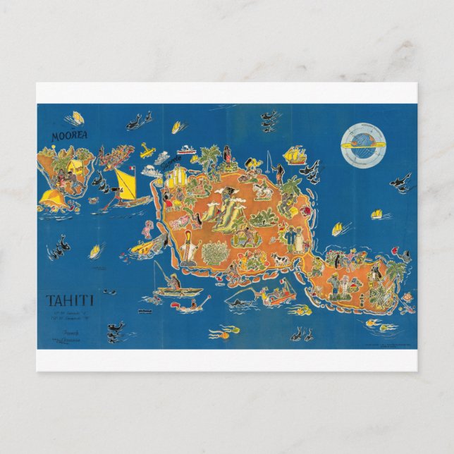 Postal Mapa de la época de Tahiti (Anverso)