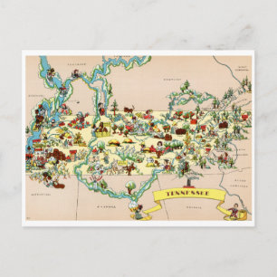 Postal Mapa de la época de Tennessee
