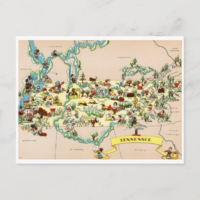 Postal Mapa de la época de Tennessee (Anverso)