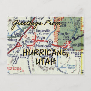 Postal Mapa de la época del huracán Utah
