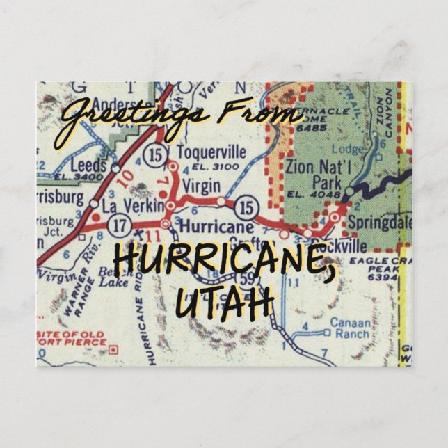 Postal Mapa de la época del huracán Utah (Anverso)