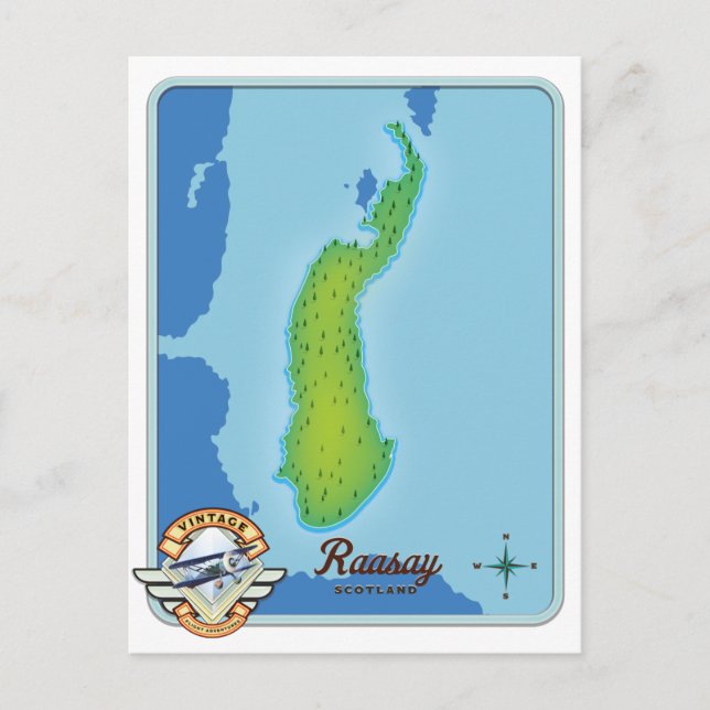 Postal Mapa de la escocia de Raasay (Anverso)