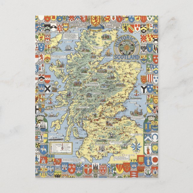 Postal Mapa de la Escocia histórica (Anverso)